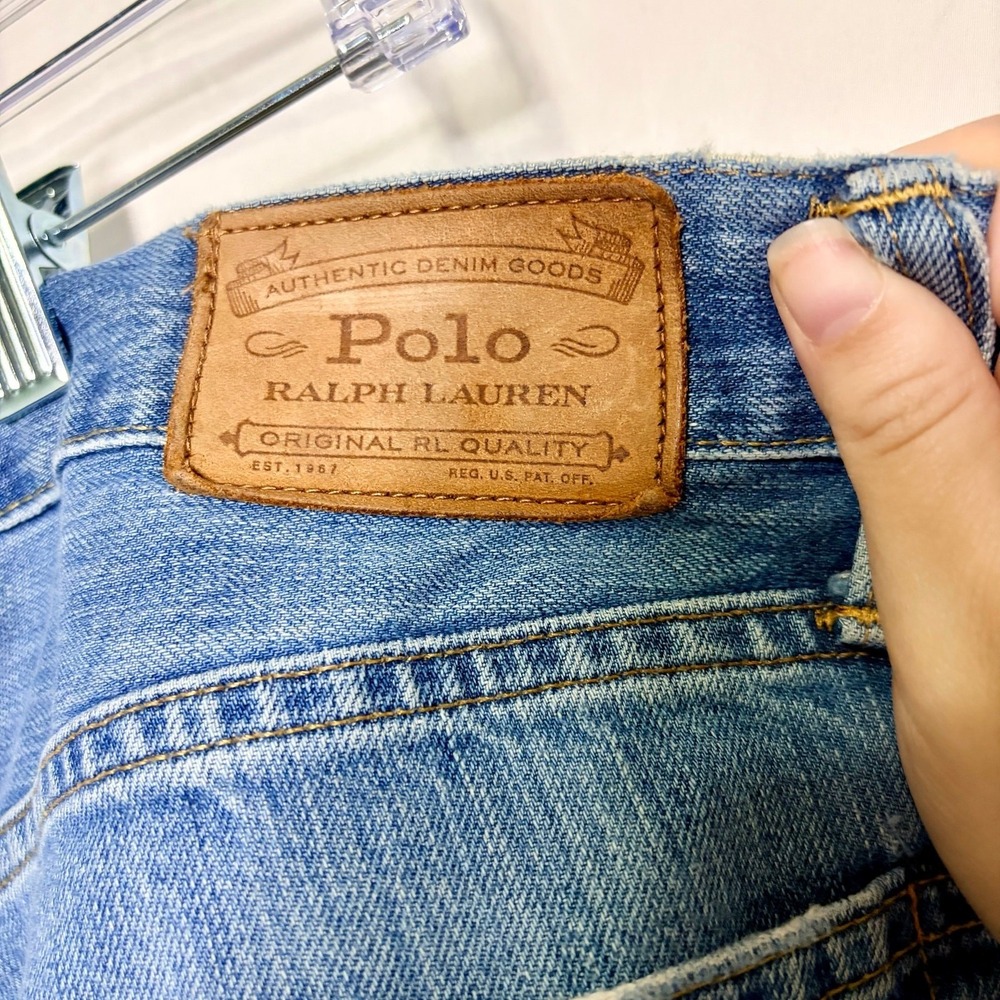 Polo Ralph Lauren Jeans Straight Leg Blue Distressed Denim 35x30 - Picture 4 of 5